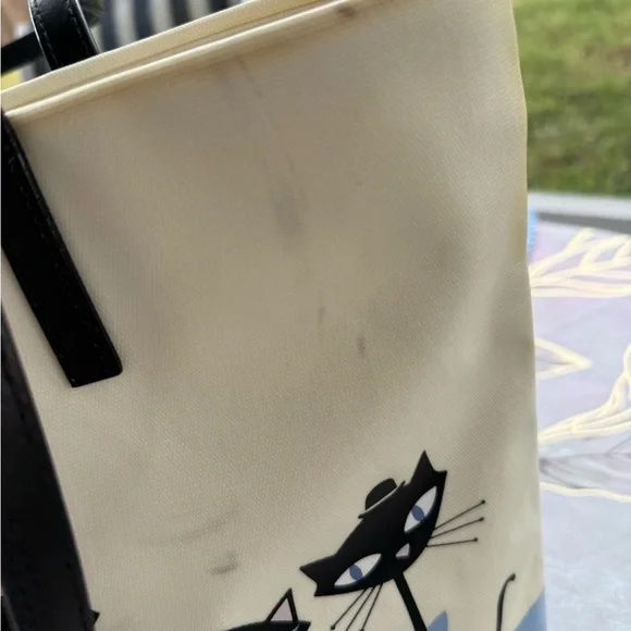 Kate Spade New York ♠️ Large Jazz Things Up Cool Black Cat Tote Purse Bag . - Picture 9 of 15